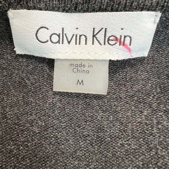 Calvin Klein Dress Womens Medium Gray Sheath Faux Wrap V-Neck‎ Knit Long Sleeve - Picture 10 of 11